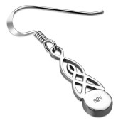 Synthetic Opal Celtic Trinity Knot Silver Earrings - e381h